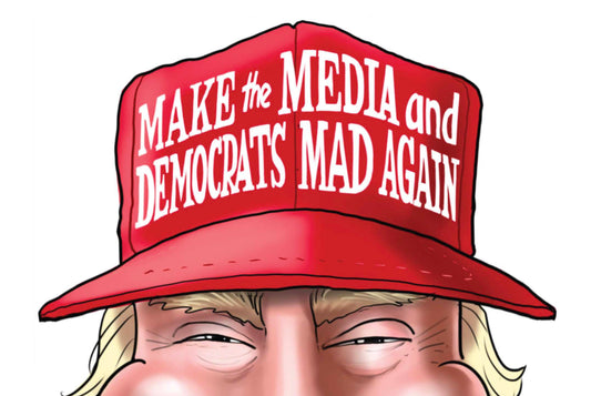 2X3' MAKE THE MEDIA AND DEMOCRATS MAD AGAIN CARTOON FLAG